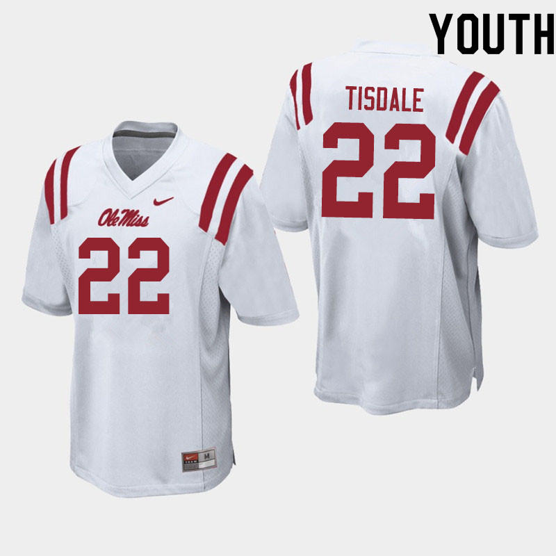 Tariqious Tisdale Ole Miss Rebels NCAA Youth White #22 Stitched Limited College Football Jersey MRQ1558KY
